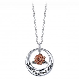 Disney Beauty And The Beast Rose Necklace