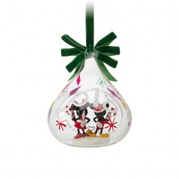 Disney Store Mickey And Minnie Open Globe Hanging Ornament